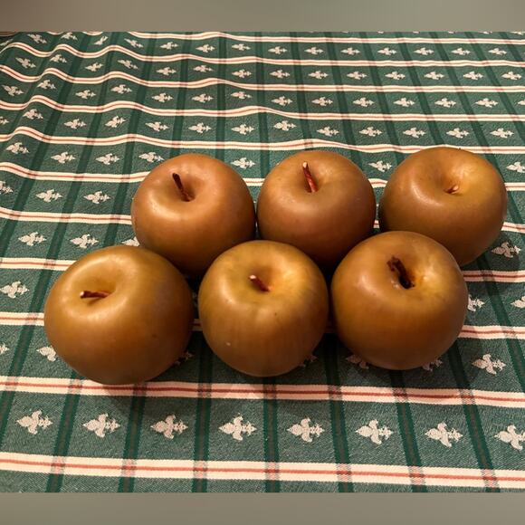 Six Vintage Decorative Green Apples - Picture 1 of 2